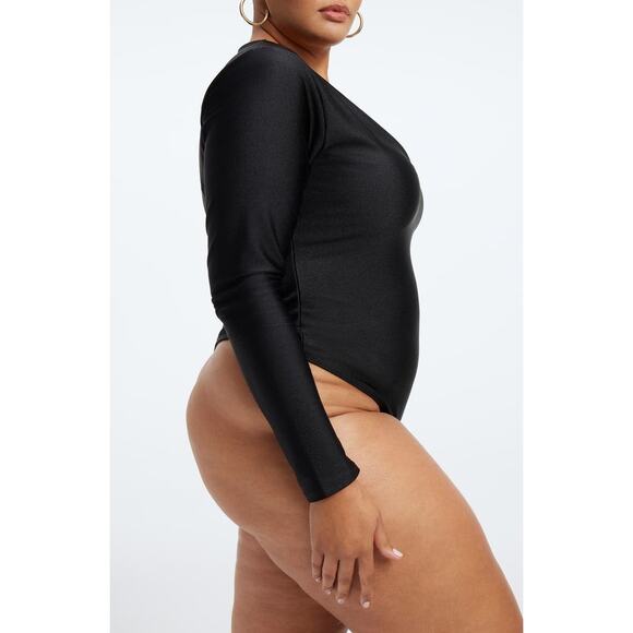 Good American High Shine Compression Deep V-Neck Long Sleeve Bodysuit Plus XXL - Picture 4 of 12